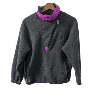 VTG 90s The North Face Extreme-Z Fleece Grey Purple Girls Size 8 USA Pullover